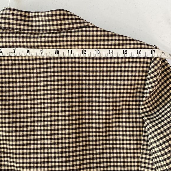 Rebecca Taylor Plaid Check Double-Breasted Blazer Linen Blend Lined in Expresso - Picture 15 of 16